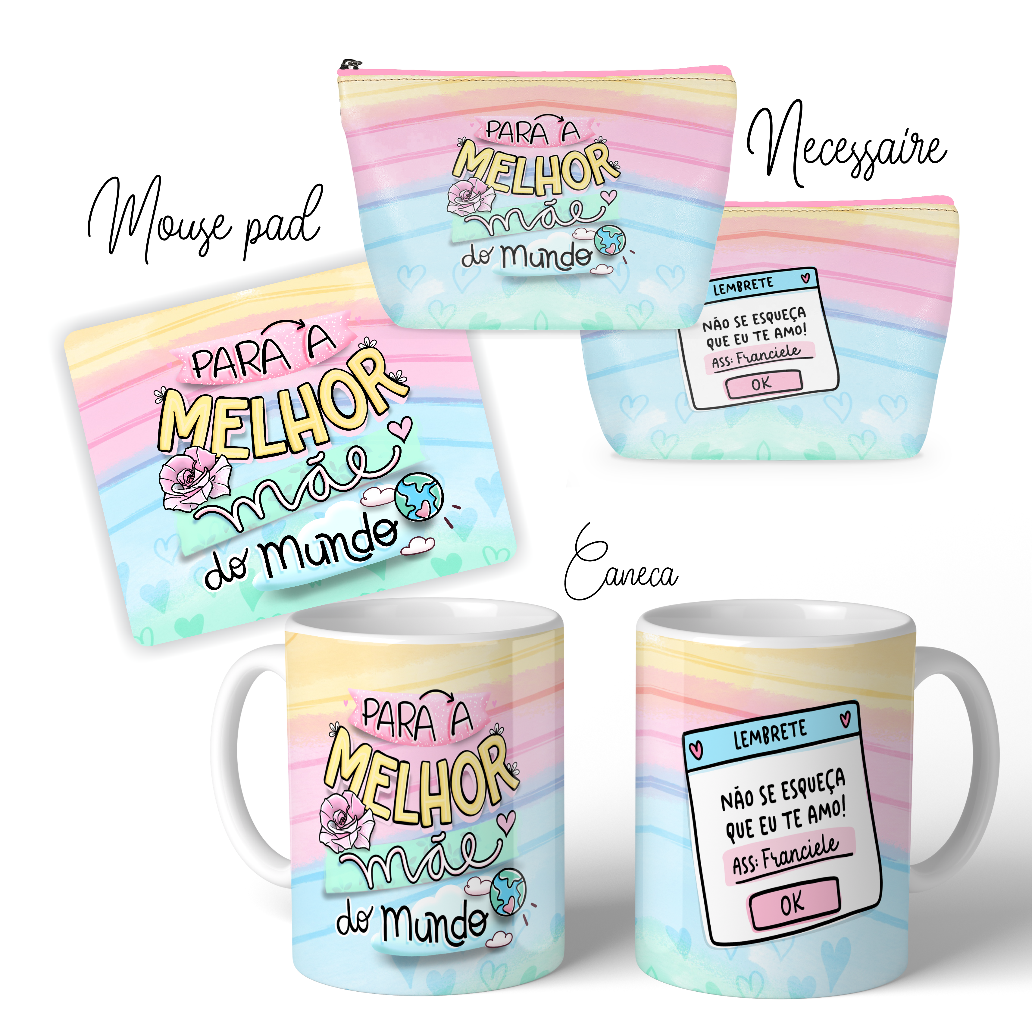 Oficina Criativa mouse pad caneca e necessaire