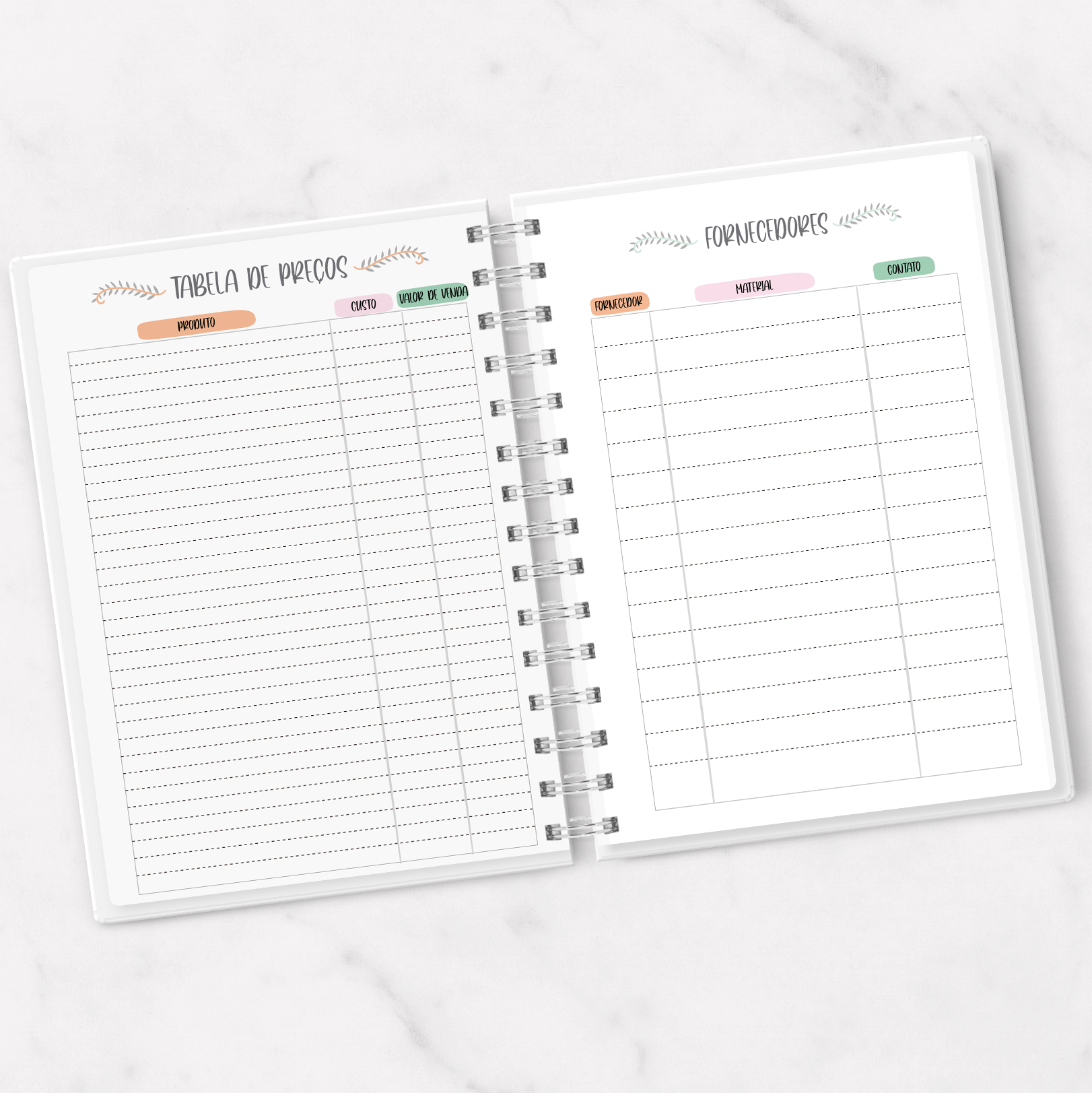 Oficina Criativa caderno de pedidos personalizado
