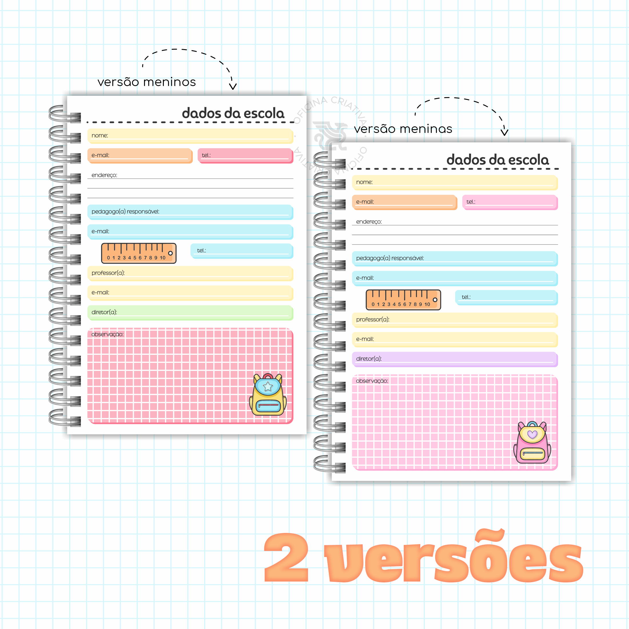 Oficina Criativa agenda escolar personalizada