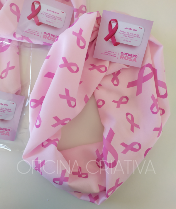 Oficina Criativa Outubro Rosa lenço personalizado