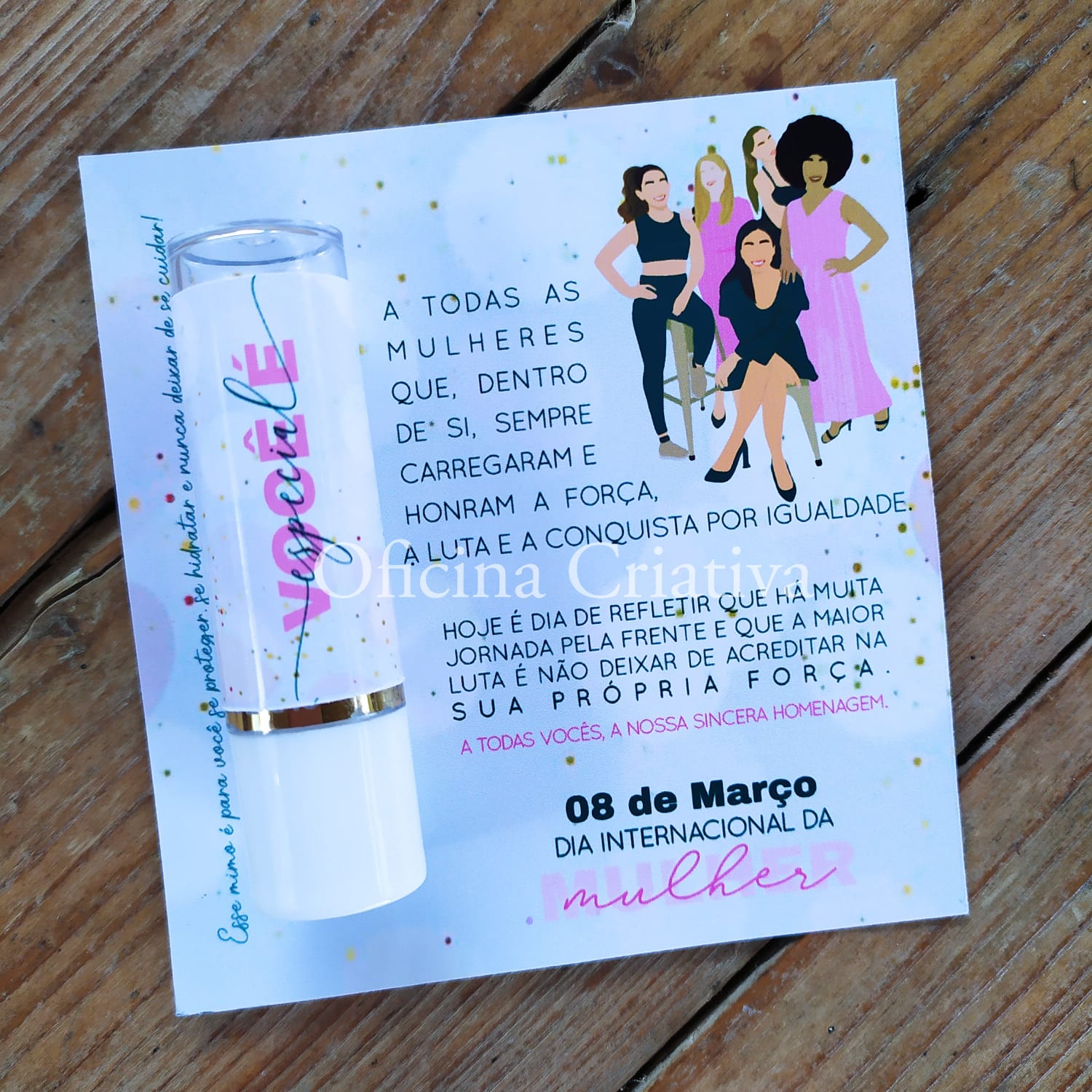 Oficina Criativa -protetor labial brinde personalizado dia da mulher