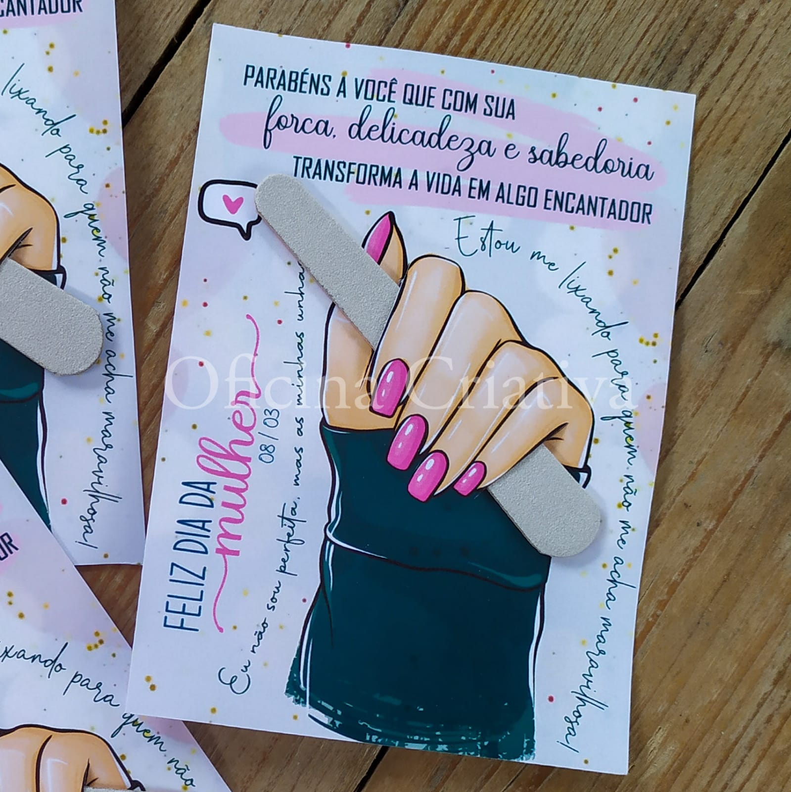 Oficina Criativa -lixa de unha personalizada brinde personalizado dia da mulher