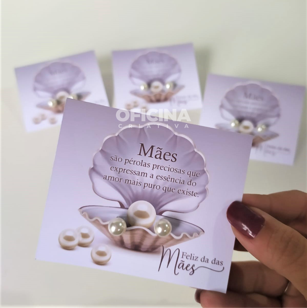 Oficina Criativa brincos de pérola presente ou brinde personalizado para o dia das mães