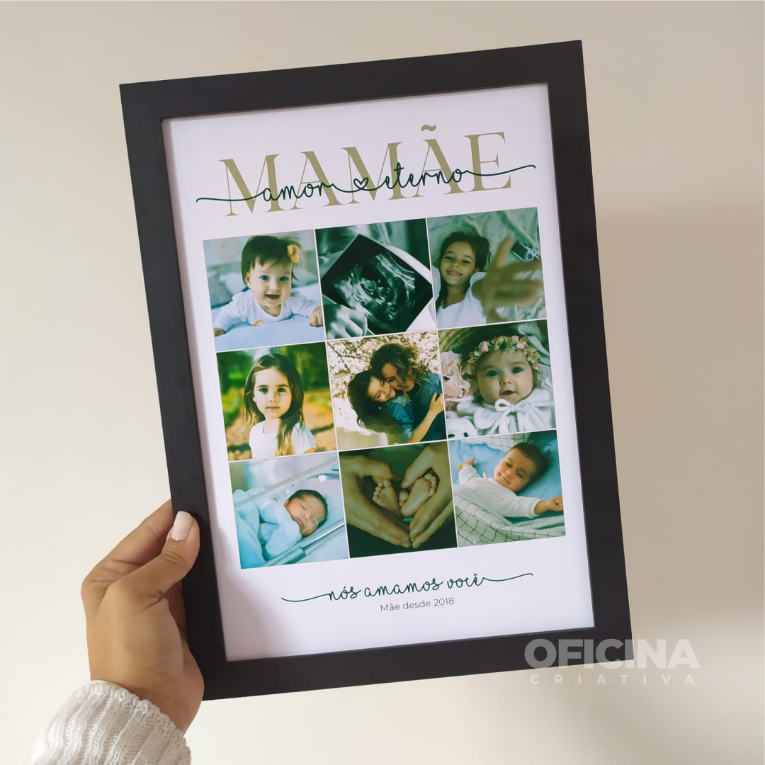 Oficina Criativa quadro presente personalizado com fotos dia das mães