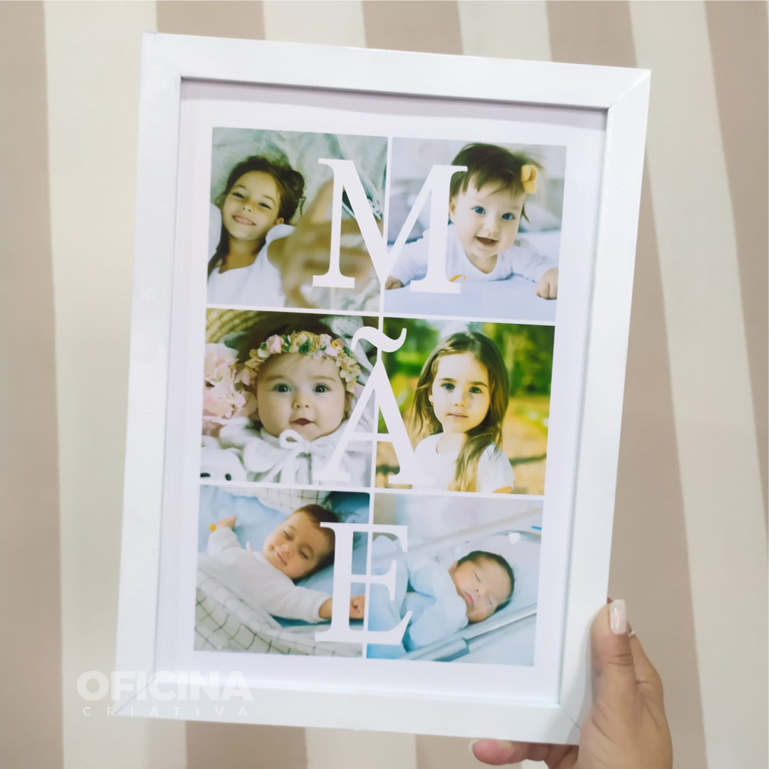 Oficina Criativa quadro presente personalizado com fotos dia das mães