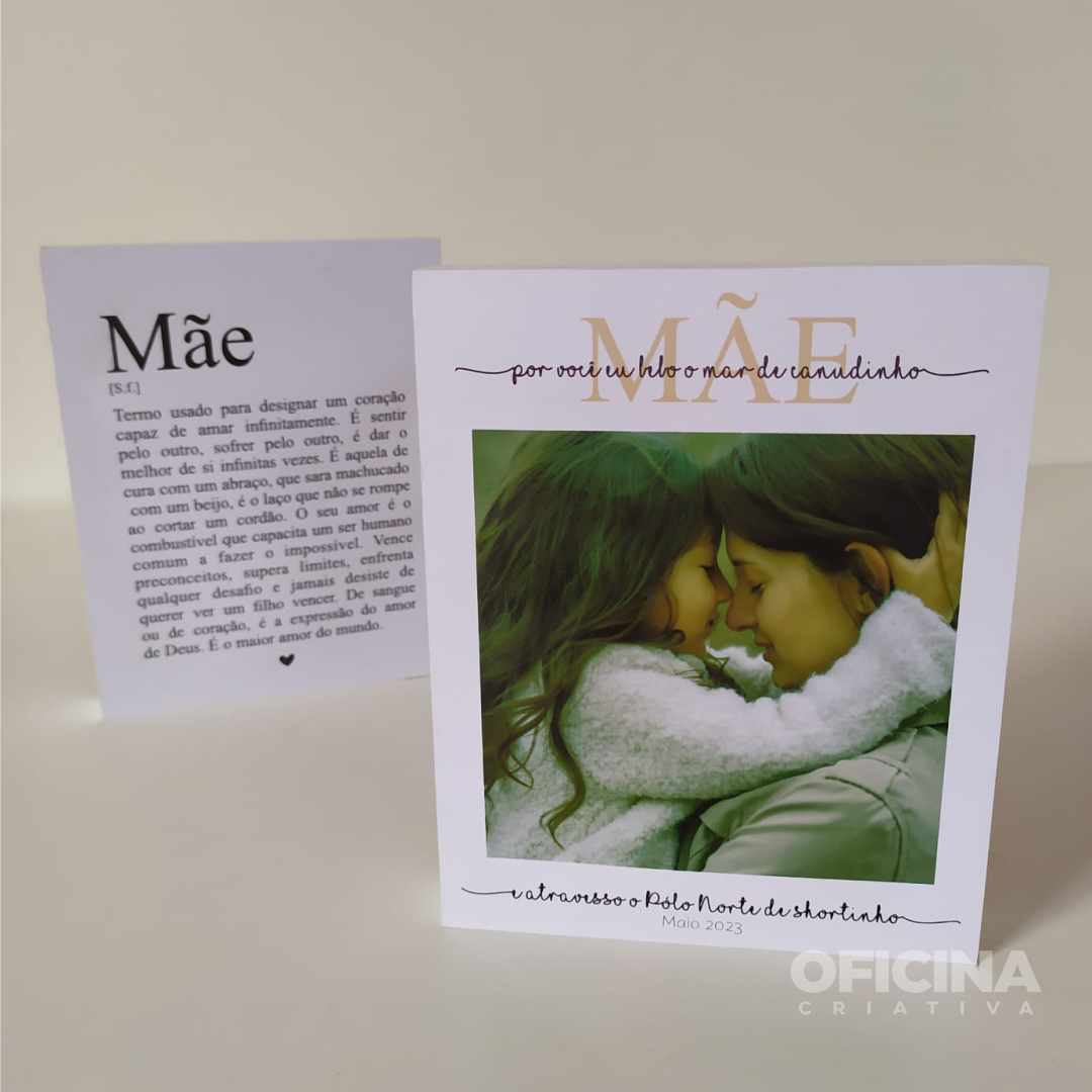 Oficina Criativa porta retrato presente polaroid personalizada de mesa de dia das mães