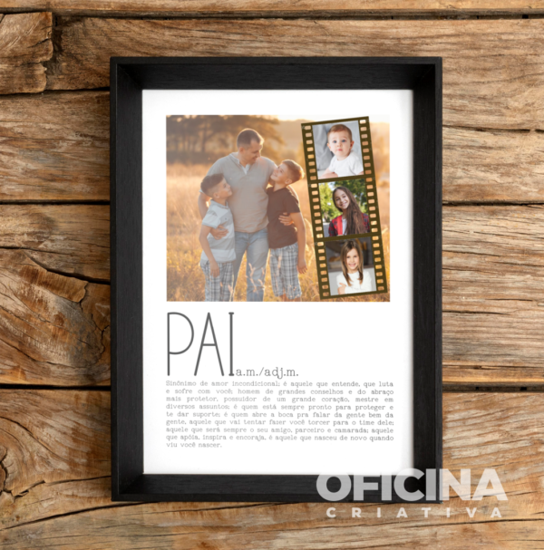Oficina Criativa quadro presente personalizado com fotos dia dos pais