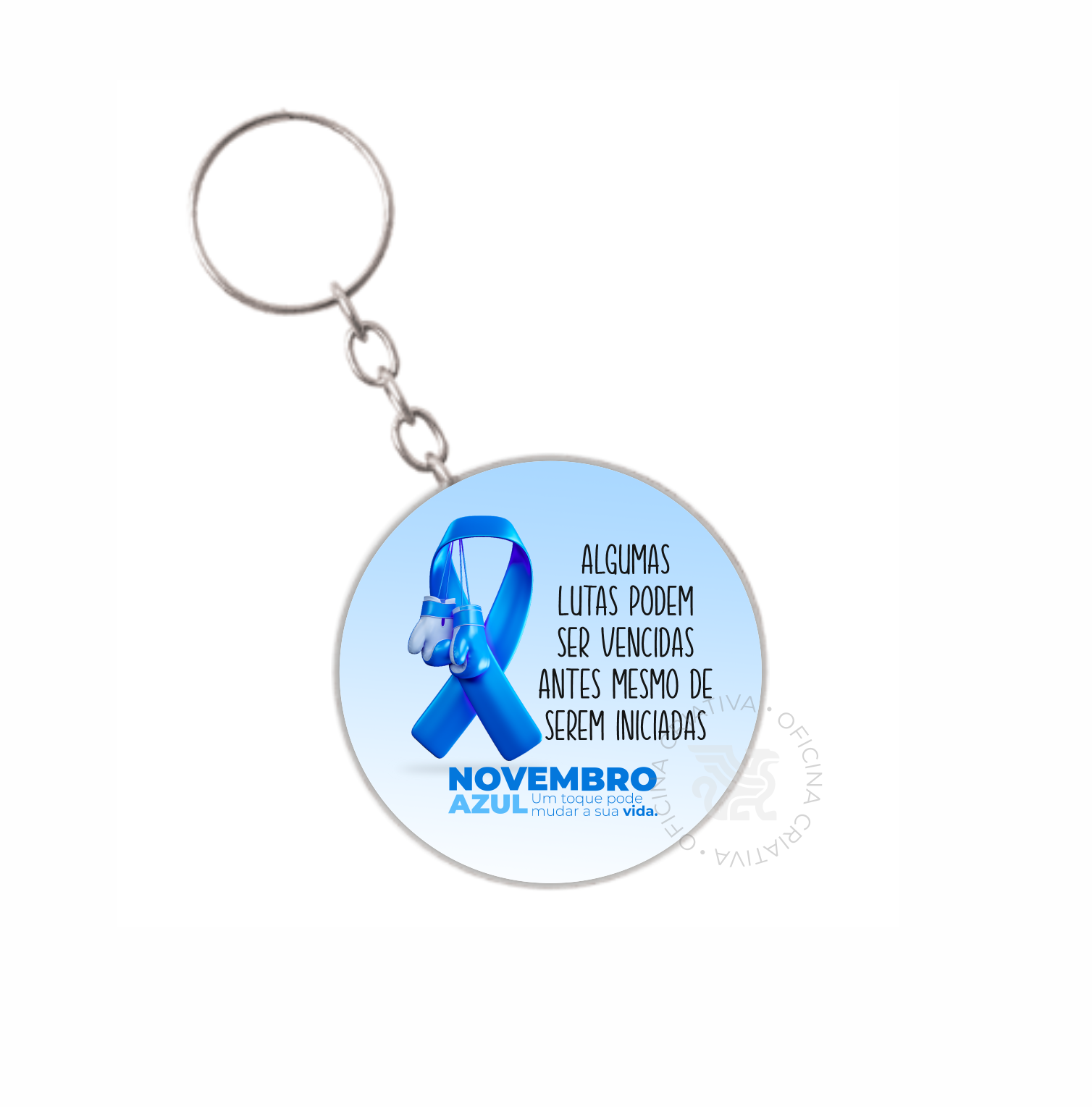 Oficina Criativa brinde presente chaveiro novembro azul