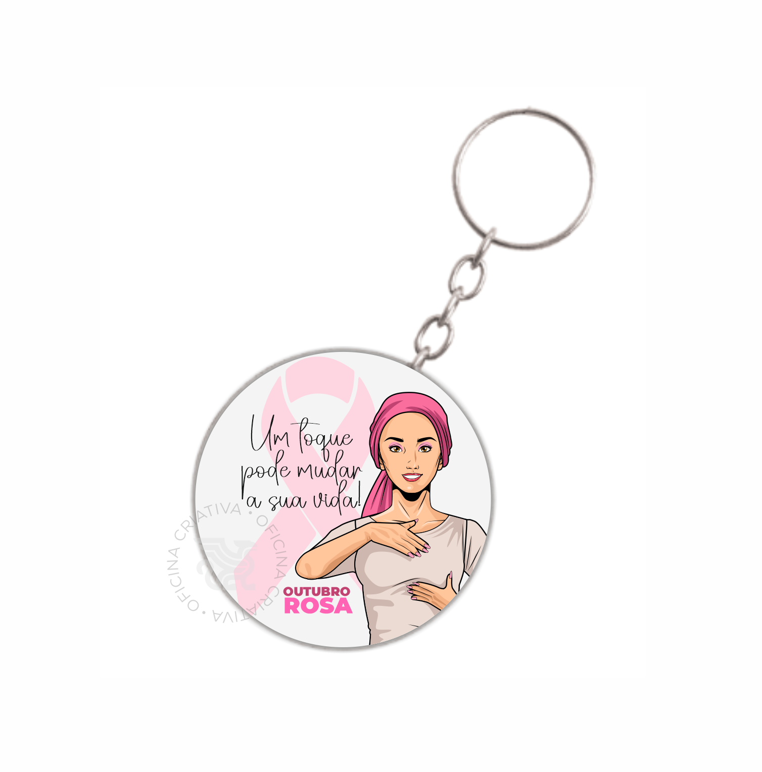 Oficina Criativa brinde presente chaveiro outubro rosa