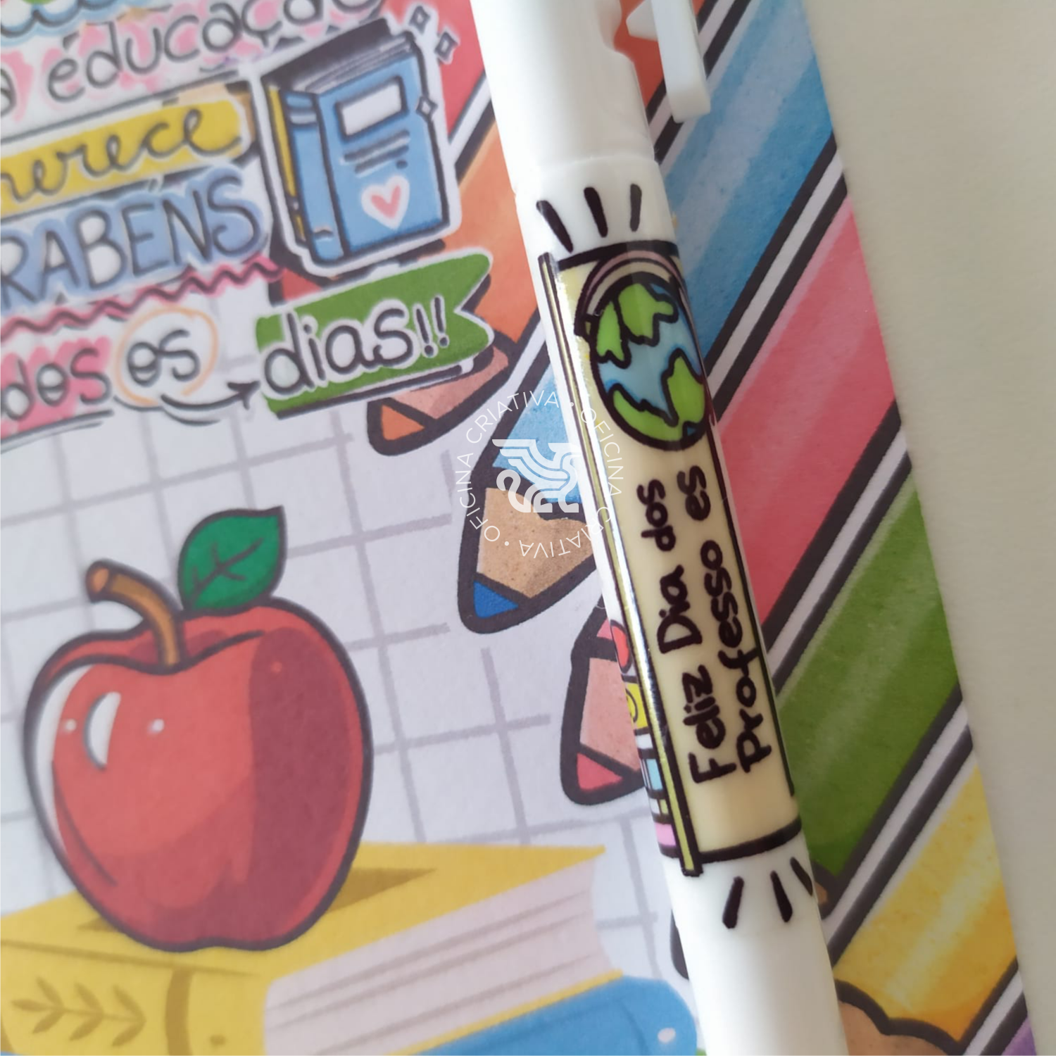 Oficina Criativa presente personalizado dia dos professores brinde caneta