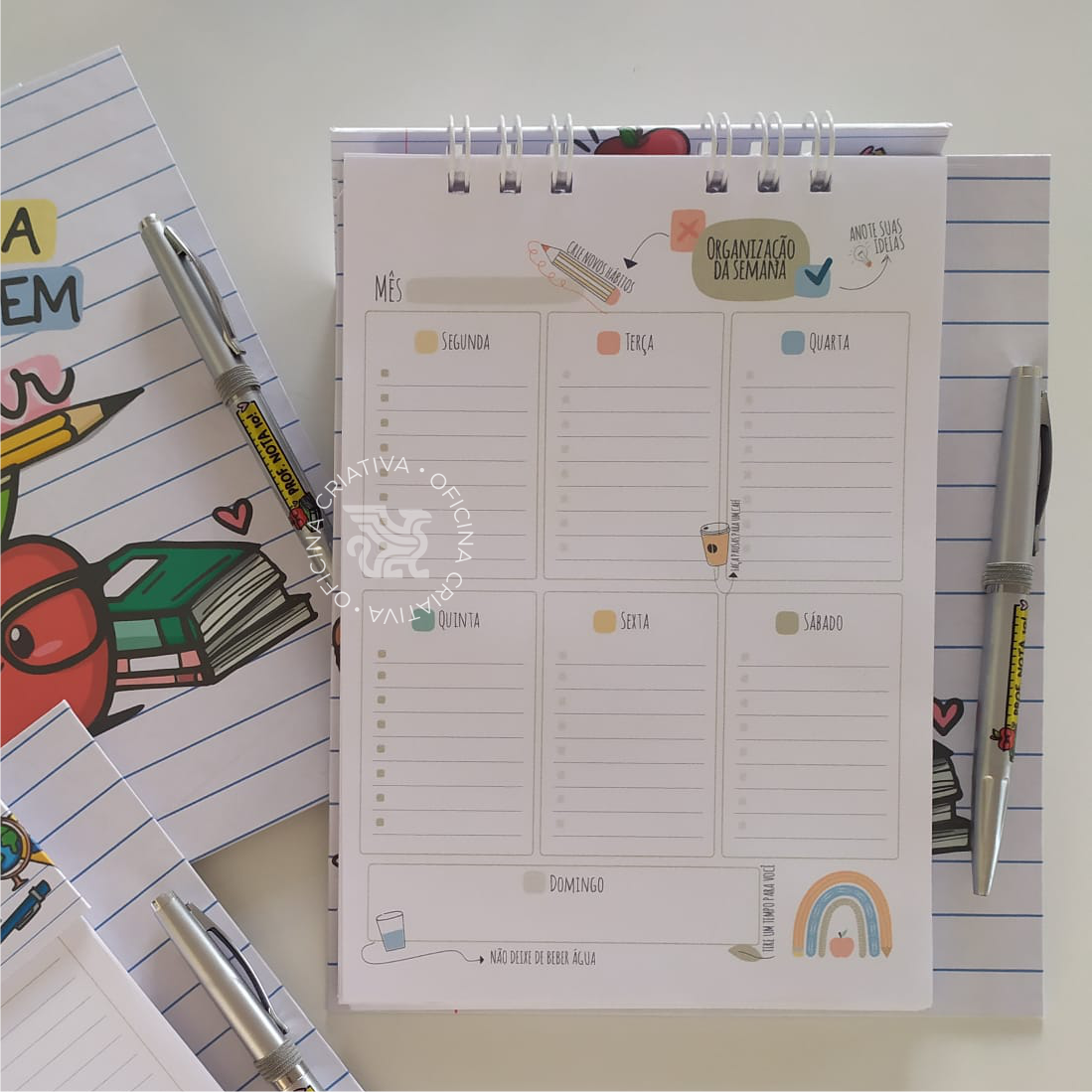 Oficina Criativa presente personalizado dia dos professores brinde planejador semanal