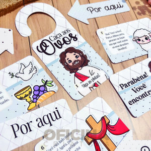 Oficina Criativa kit caça aos ovos páscoa cristã ovelhinha