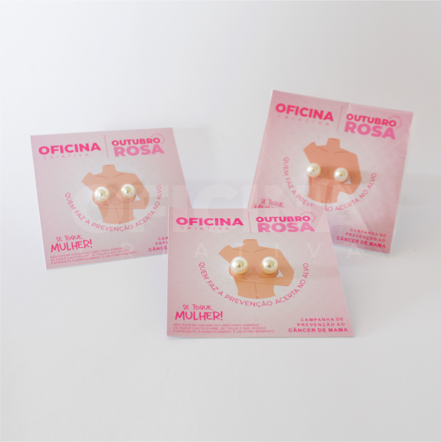 Oficina Criativa brinco perola brinde outubro rosa